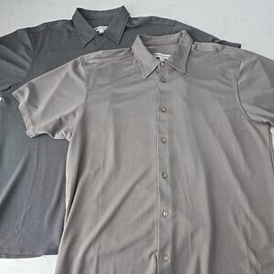 Wilke Rodriquez SS Button Shirt Men's XL Vtg 90'S Lot of 2 Gray Tan Silky Rayon